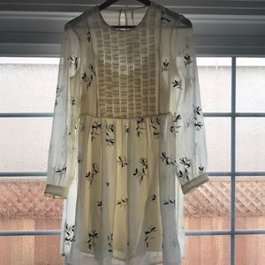 Cream and black floral print dress